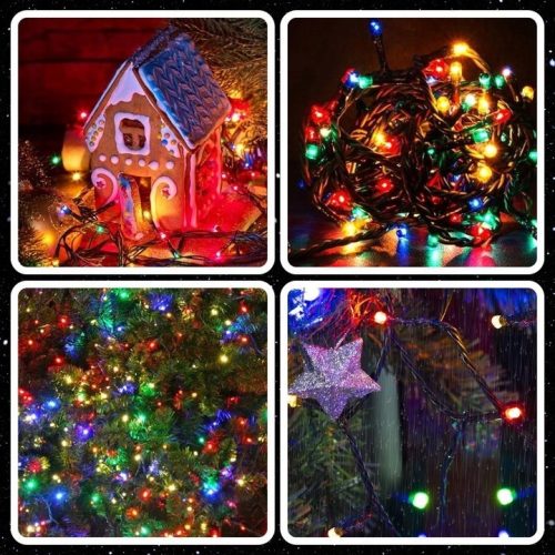 EXTRALINK karácsonyi dekorációs multicolor 100LED fényfüzér elemmel 10,5 m