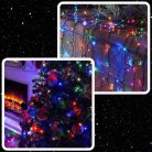 EXTRALINK karácsonyi dekorációs multicolor 100LED fényfüzér elemmel 10,5 m