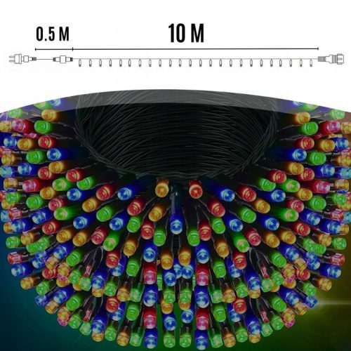 EXTRALINK karácsonyi dekorációs multicolor 100LED fényfüzér elemmel 10,5 m