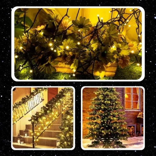 EXTRALINK karácsonyi fényfüzér 100 LED meleg fehér elemes 10,5 m