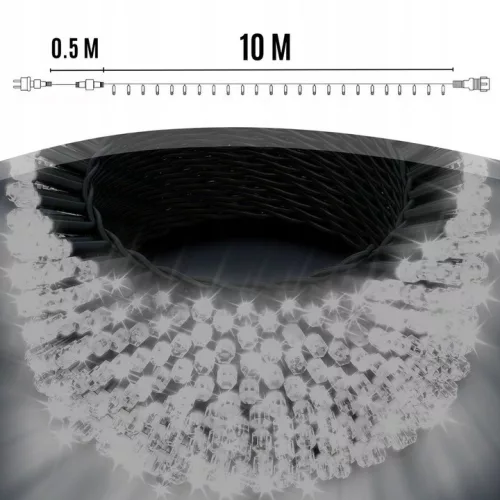 EXTRALINK karácsonyi fényfüzér 100 LED hideg fehér, kültéri és beltéri, elemes, 10 m