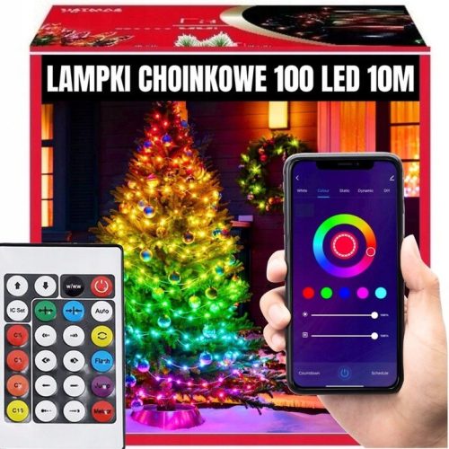 EXTRALINK karácsonyi fényfüzér 200 LED multicolor, ünnepi Smart WiFi, távirányítóval, 10 m