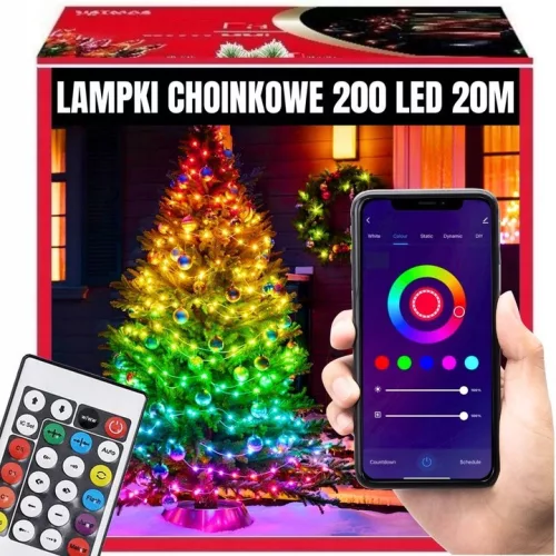 EXTRALINK Christmas light strip 200 LED multicolor festive Smart WiFi remote control 20 m