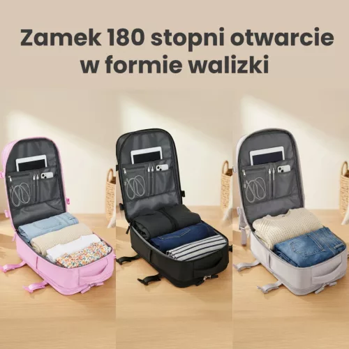 Extralink Black Forest KM01 szürke kabinméretű utazó hátizsák, 40 × 30 × 20 cm