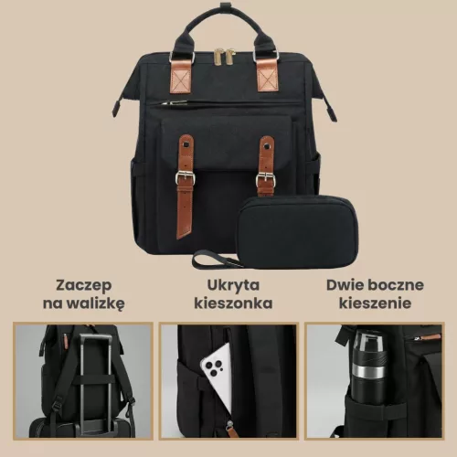 Extralink Black Forest KM02 kabin hátizsák 40 × 30 × 15 cm + rendszerező, fekete