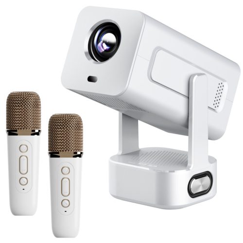 EXTRALINK SMART PROJEKTOR CINEMA&KARAOKE IMS360 1920X1080P ANDROID 13 PROJEKTOR FÜR FILME, SPIELE UND MUSIK MIT 2 MIKROFONEN, WEISS