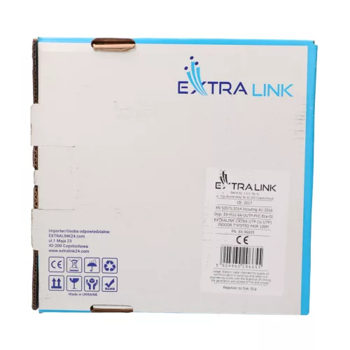 Extralink CAT6A U/UTP telepítési hálózati kábel, 10 Gb/s, 500 MHz