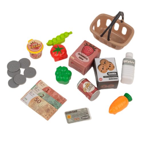 EXTRALINK TOYS Gyerek bolti pult, nagy készlet, 24 db