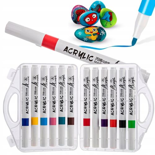EXTRALINK Acrylmarker Set 12 Farben | zum Malen 12 Stück