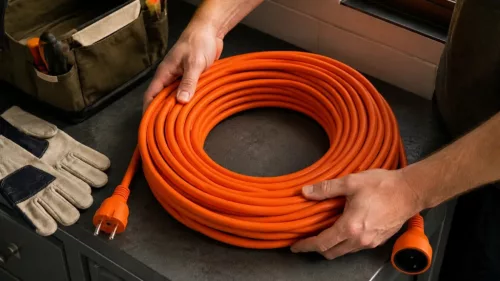 Extralink Powerlink hálózati hosszabbító, 50 m, narancssárga, földelés nélkül, 2 × 1,5 mm²