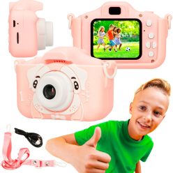   Extralink Kids camera H28, egyedülálló rózsaszín, kamera, 1080P, 30 fps, 2,0 hüvelykes képernyő