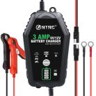 HTRC 3A Autobatterieladegerät, 6V/12V intelligentes automatisches Ladegerät, Erhaltungsladegerät für Autos, Motorräder, Boote,