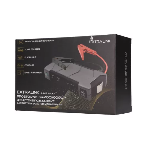 Extralink Jump Max7 jump starter 10000 mAh, car battery starter, powerbank, 3x LED, flashlight, compass, hammer