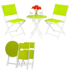   Kleine Black Forest Gartenmöbelset, zwei Stühle + weißer und grüner Tisch