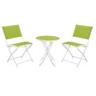 Kleine Black Forest Gartenmöbelset, zwei Stühle + weißer und grüner Tisch