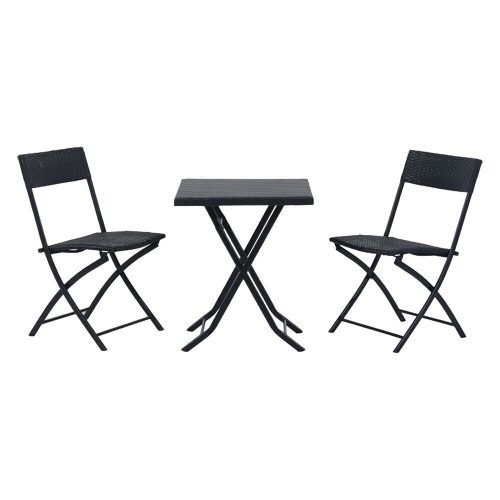 Black Forest kerti bútor szett, két szék + fekete asztal