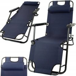   Faltbarer Gartenliegestuhl mit Kissen, Black Forest, dunkelblau