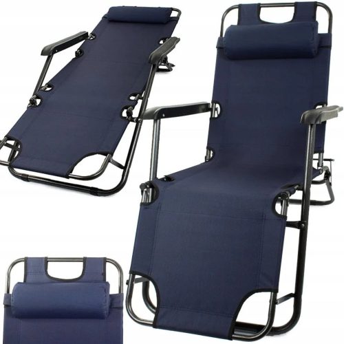 Faltbarer Gartenliegestuhl mit Kissen, Black Forest, dunkelblau