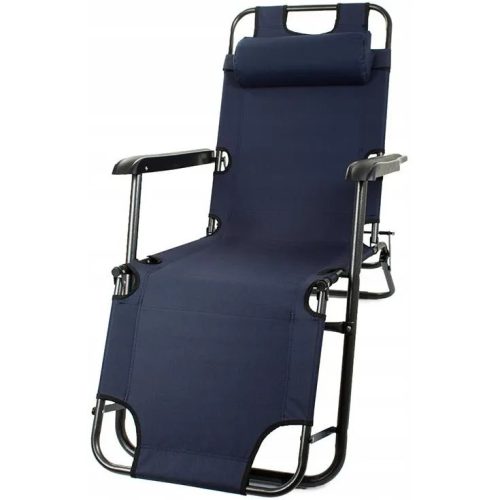 Faltbarer Gartenliegestuhl mit Kissen, Black Forest, dunkelblau