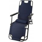 Faltbarer Gartenliegestuhl mit Kissen, Black Forest, dunkelblau
