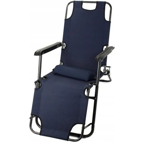 Faltbarer Gartenliegestuhl mit Kissen, Black Forest, dunkelblau