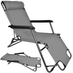 Faltbarer Gartenliegestuhl mit Kissen, Black Forest, grau
