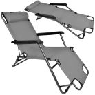 Faltbarer Gartenliegestuhl mit Kissen, Black Forest, grau