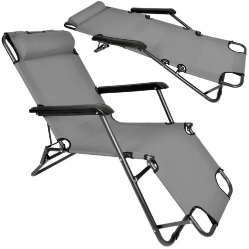 Faltbarer Gartenliegestuhl mit Kissen, Black Forest, grau