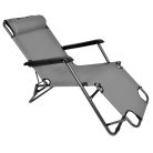 Faltbarer Gartenliegestuhl mit Kissen, Black Forest, grau