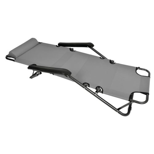 Faltbarer Gartenliegestuhl mit Kissen, Black Forest, grau