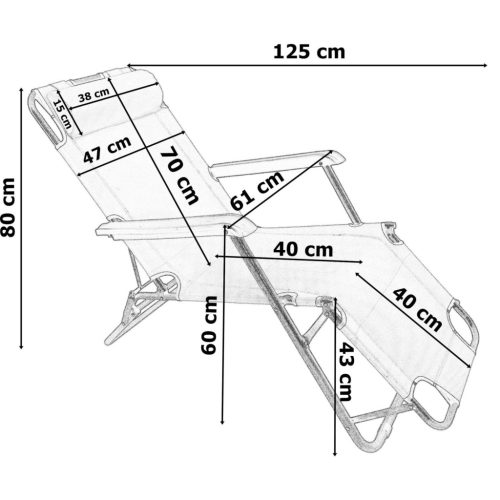 Faltbarer Gartenliegestuhl mit Kissen, Black Forest, grau