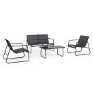 Black Forest Garden furniture set, textilene two chairs + sunbed + folding table black