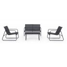 Black Forest Garden furniture set, textilene two chairs + sunbed + folding table black