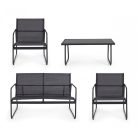 Black Forest Garden furniture set, textilene two chairs + sunbed + folding table black