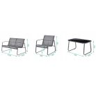 Black Forest Garden furniture set, textilene two chairs + sunbed + folding table black