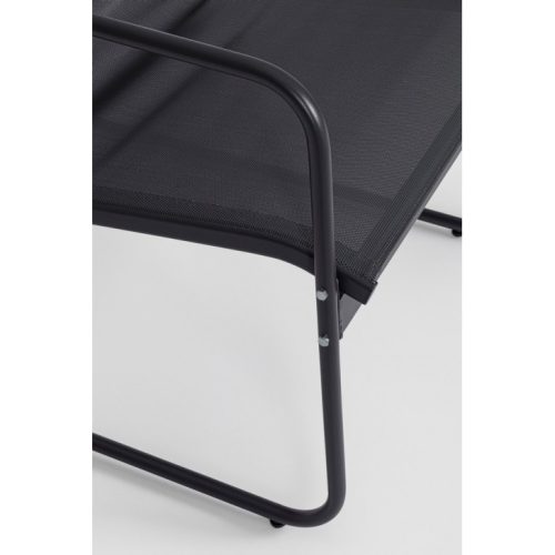 Black Forest Garden furniture set, textilene two chairs + sunbed + folding table black