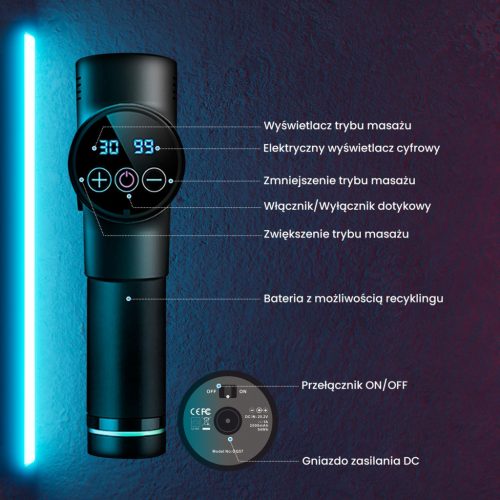 Extralink Pro Muscle Massager, 3800 RPM, 6 interchangeable heads