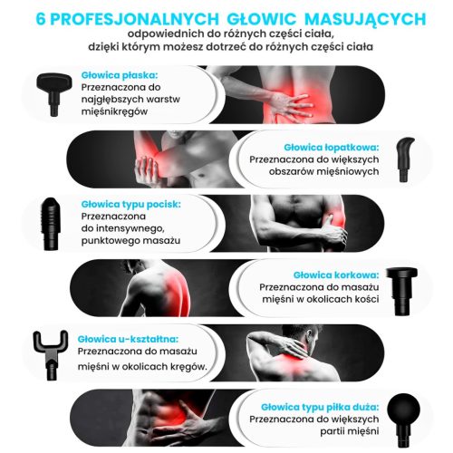 Extralink Pro Muscle Massager, 3800 RPM, 6 interchangeable heads