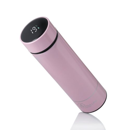 Extralink Smart Travel Mug, pink thermal mug with LED display