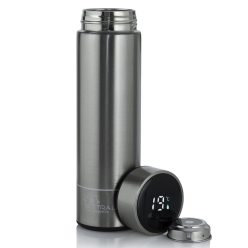   Extralink Smart Travel Mug, silberner Thermobecher mit LED-Display
