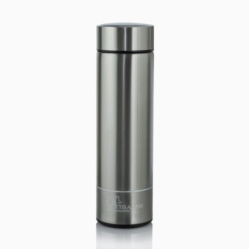 Extralink Smart Travel Mug, silberner Thermobecher mit LED-Display