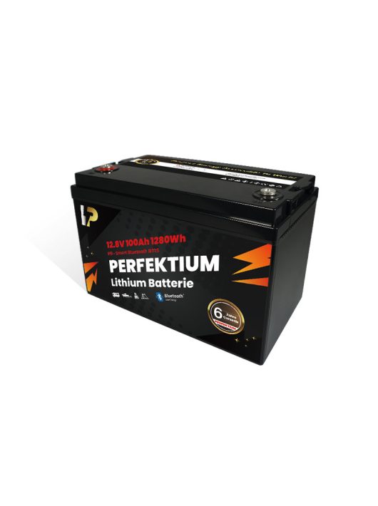 Perfektium PB sorozat 12.8V 100Ah Lítium LiFePO4 akkumulátor (BMS, Bluetooth) Napelemes rendszerekhez, Lakóautókhoz, Hajókhoz