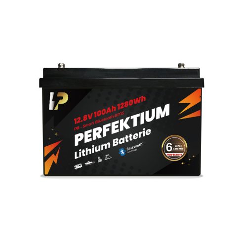 Perfektium PB series 12.8V 100Ah Lithium LiFePO4 battery (BMS, Bluetooth) for solar systems, motorhomes, boats