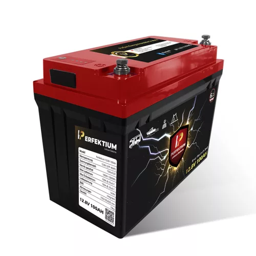 Perfektium PF-Serie 12.8V 100Ah Lithium LiFePO4 Akku (BMS, Bluetooth, Heizfolie) für Solarsysteme, Wohnmobile, Boote