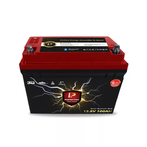 Perfektium PF-Serie 12.8V 100Ah Lithium LiFePO4 Akku (BMS, Bluetooth, Heizfolie) für Solarsysteme, Wohnmobile, Boote