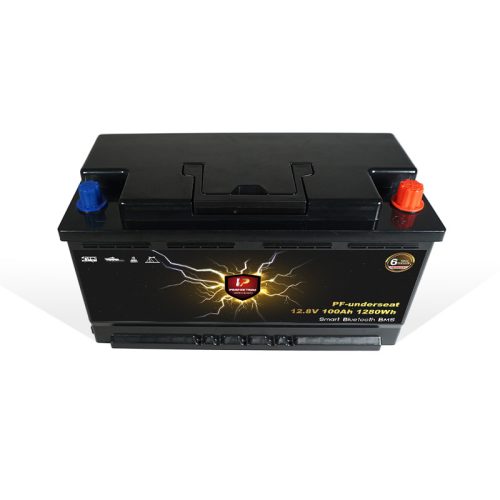 Perfektium PF series 12.8V 100Ah Underseat Lithium LiFePO4 battery (BMS, Bluetooth) for solar systems, RVs, boats