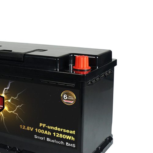 Perfektium PF series 12.8V 100Ah Underseat Lithium LiFePO4 battery (BMS, Bluetooth) for solar systems, RVs, boats