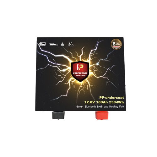 Perfektium PF series 12.8V 200Ah Underseat Lithium LiFePO4 battery (BMS, Bluetooth, Heating Film) for solar systems, RVs, boats