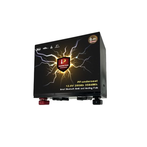 Perfektium PF Series 12.8V 280Ah Underseat Lithium LiFePO4 Battery (BMS, Bluetooth, Heating Film) for Solar Systems, RVs, Boats