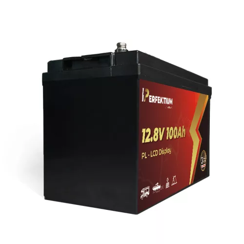 Perfektium PL Serie 12.8V 100Ah Lithium LiFePO4 Batterie (integriertes BMS und LCD-Display) für Solarsysteme, Wohnmobile, Boote